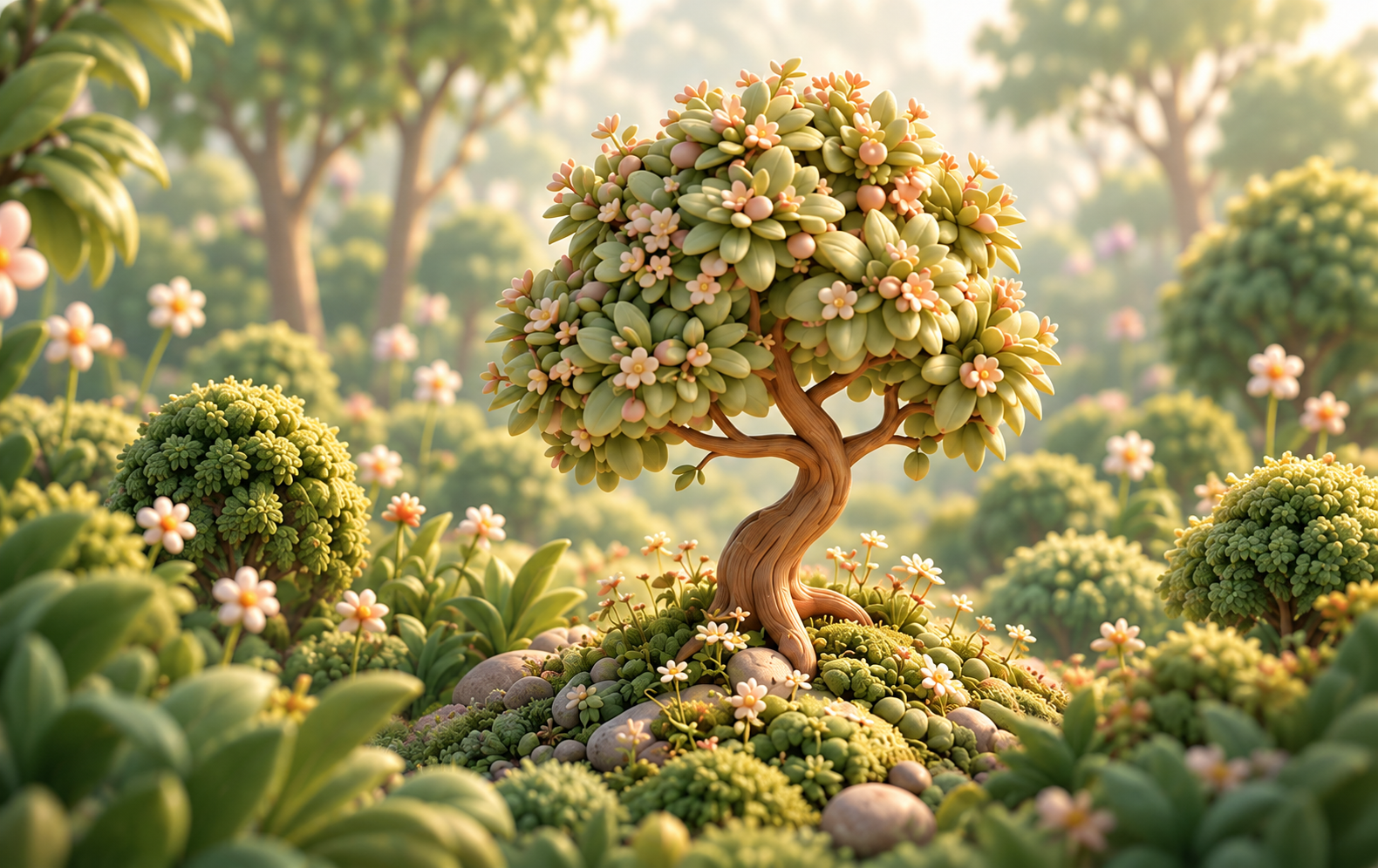 Soft canopy in its sunlit garden